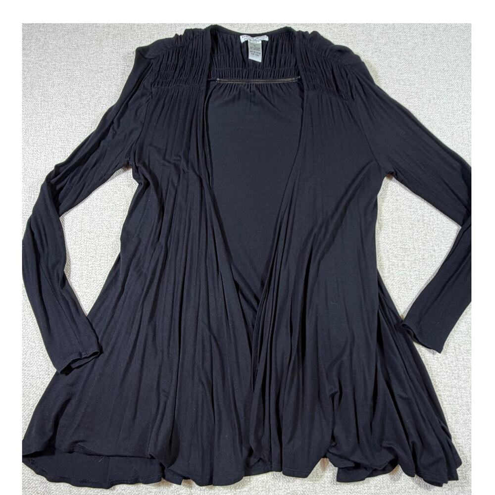 Alberto Makali Women Medium Black Spandex Blend Lightweight Open Front Cardigan